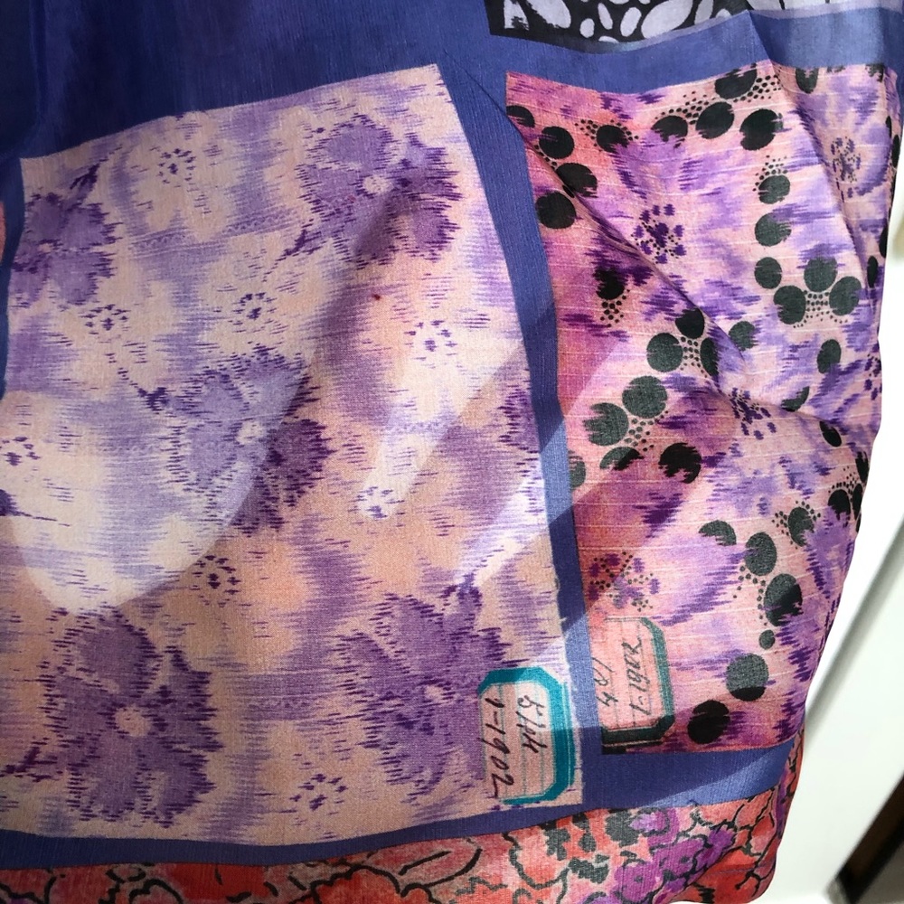 Etro patchwork silk tunic dress/ shirt scarf print 3/4 sleeves multi purple boho - Picture 12 of 14